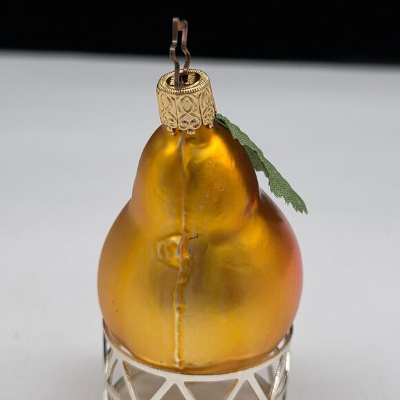 Inge Glas Pear German Glass Christmas Ornament Orange 3" - Picture 3 of 6